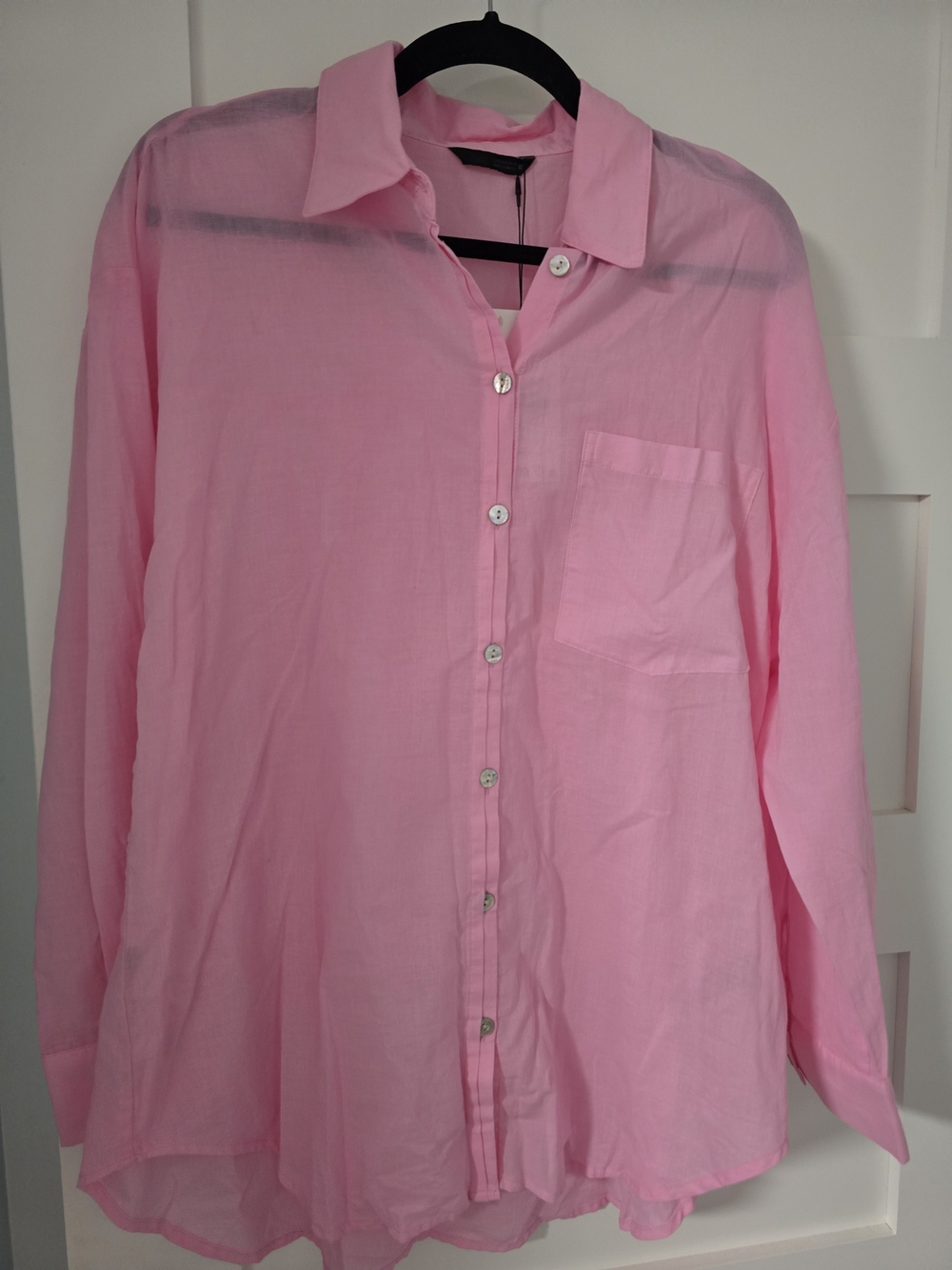 Zara Light Pink Button-Down Shirt with Chest Pocket